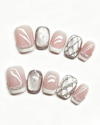 oft & Versatile | Handcrafted Pearl Cat-Eye & 3D Gold Accent Press-On Nails