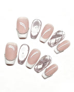 oft & Versatile | Handcrafted Pearl Cat-Eye & 3D Gold Accent Press-On Nails