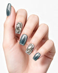 Molten Silver Chrome Cat-Eye Nails | Handmade