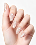 Ethereal Pearl | Iridescent Acetate Shell & Liquid Metal Press-On Nails
