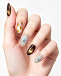 Mocha Starlight | Handcrafted Espresso Cat-Eye & Celestial Starburst Press-On Nails