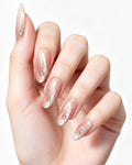 Nude Pink Shimmer Crystal Nails | Handcrafted