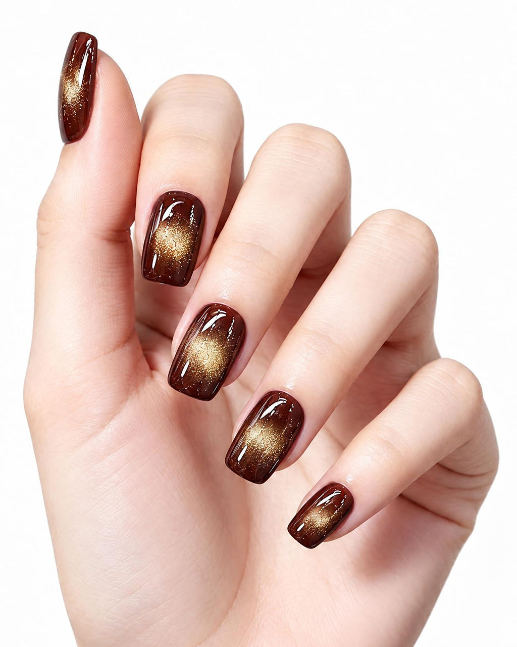 Black Cherry Cat-Eye | Handcrafted Deep Burgundy Magnetic Press-On Nails