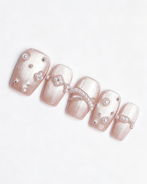 Afloat | 100% Handcrafted Pearl Cat-Eye Press-On Nails
