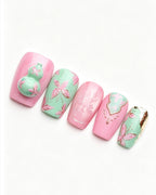 Blessing & Prosperity | Handcrafted Spinning Jade Gourd & Butterfly Press-On Nails