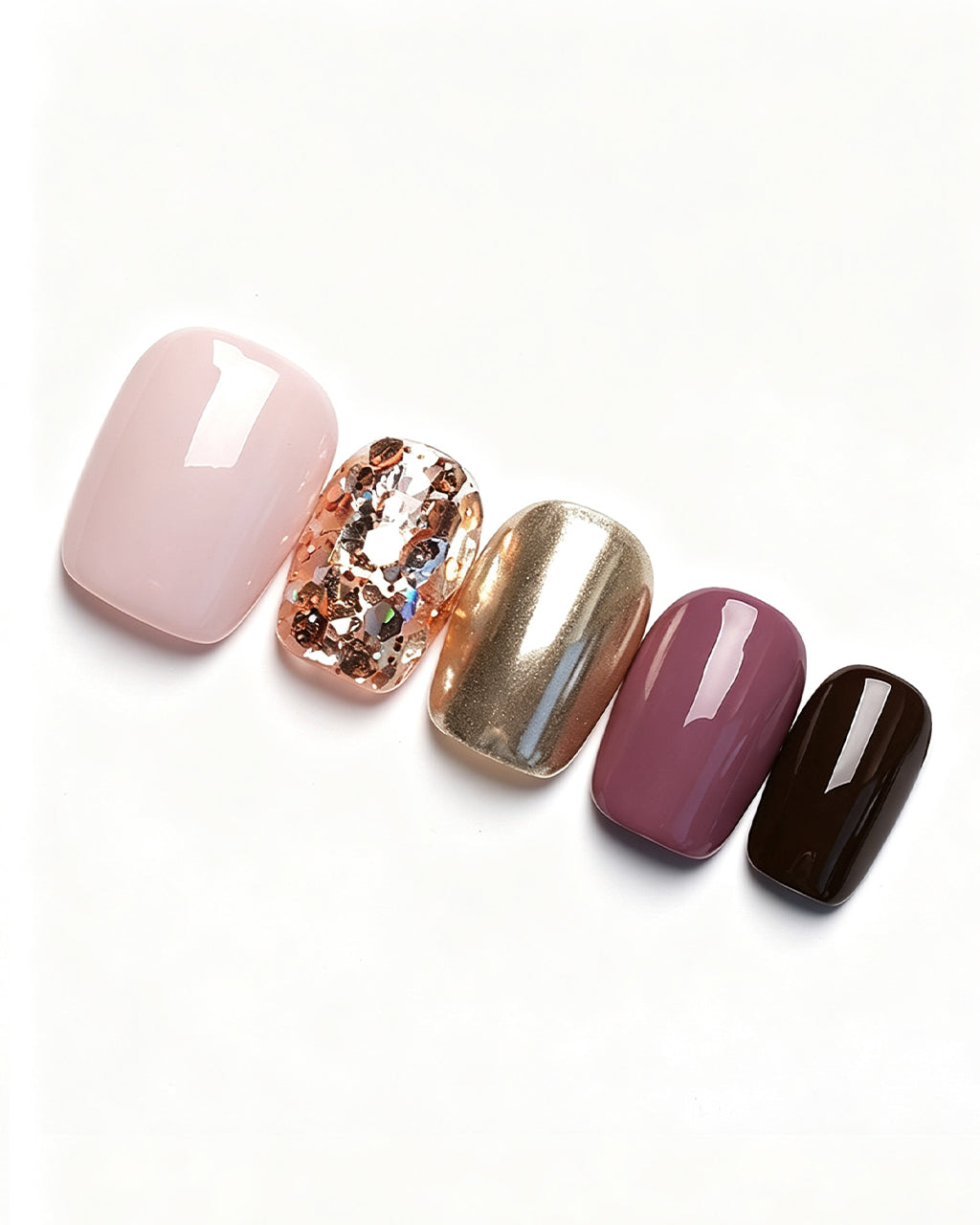 Gilded Warm Brown & Mirror Gold Handmade Press-On Nails
