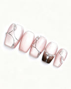 Boiled Water | 100% Handcrafted Sheer Nude Cat-Eye Press-On Nails