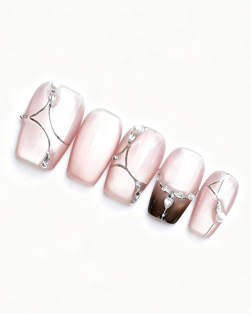 Boiled Water | 100% Handcrafted Sheer Nude Cat-Eye Press-On Nails