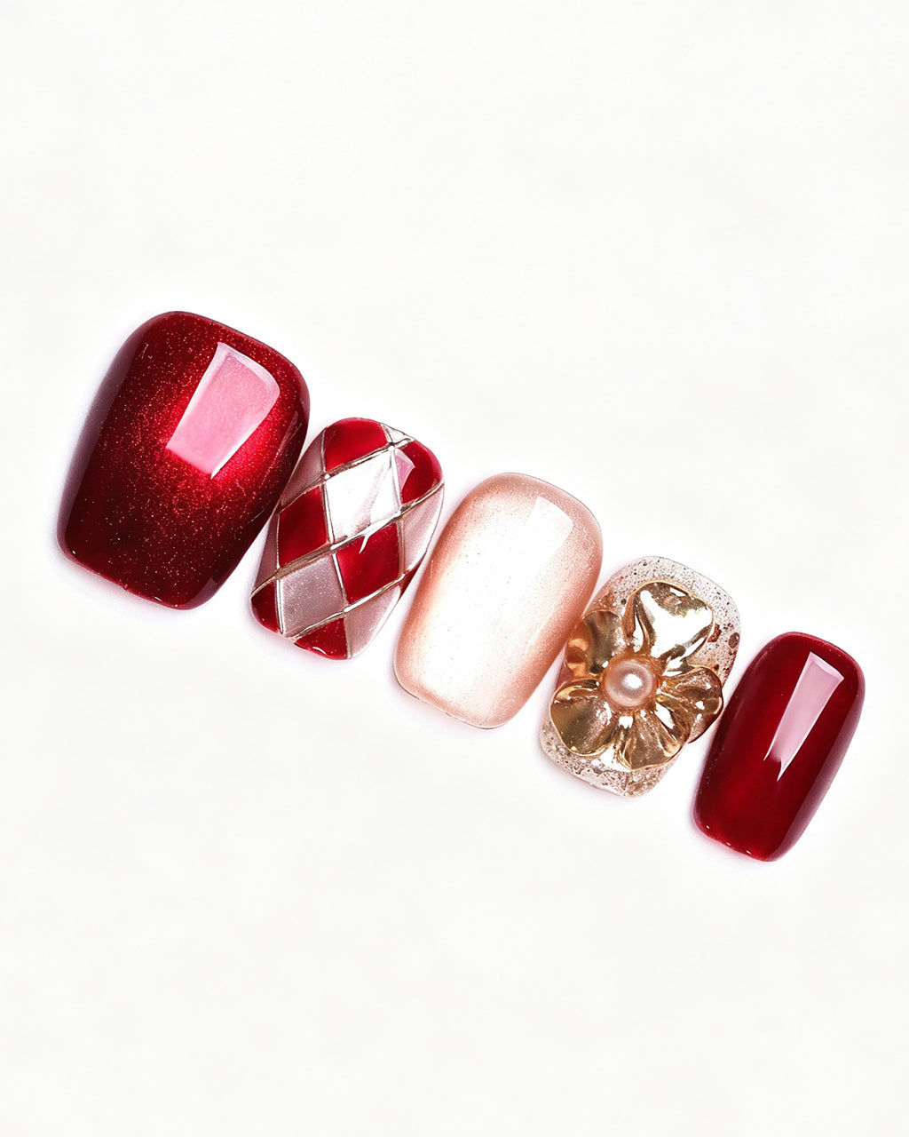 Moonlit Rose | Handcrafted Burgundy Cat-Eye & Harlequin