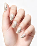 Silver Cat-Eye Crystal Chrome Nails | Handcrafted