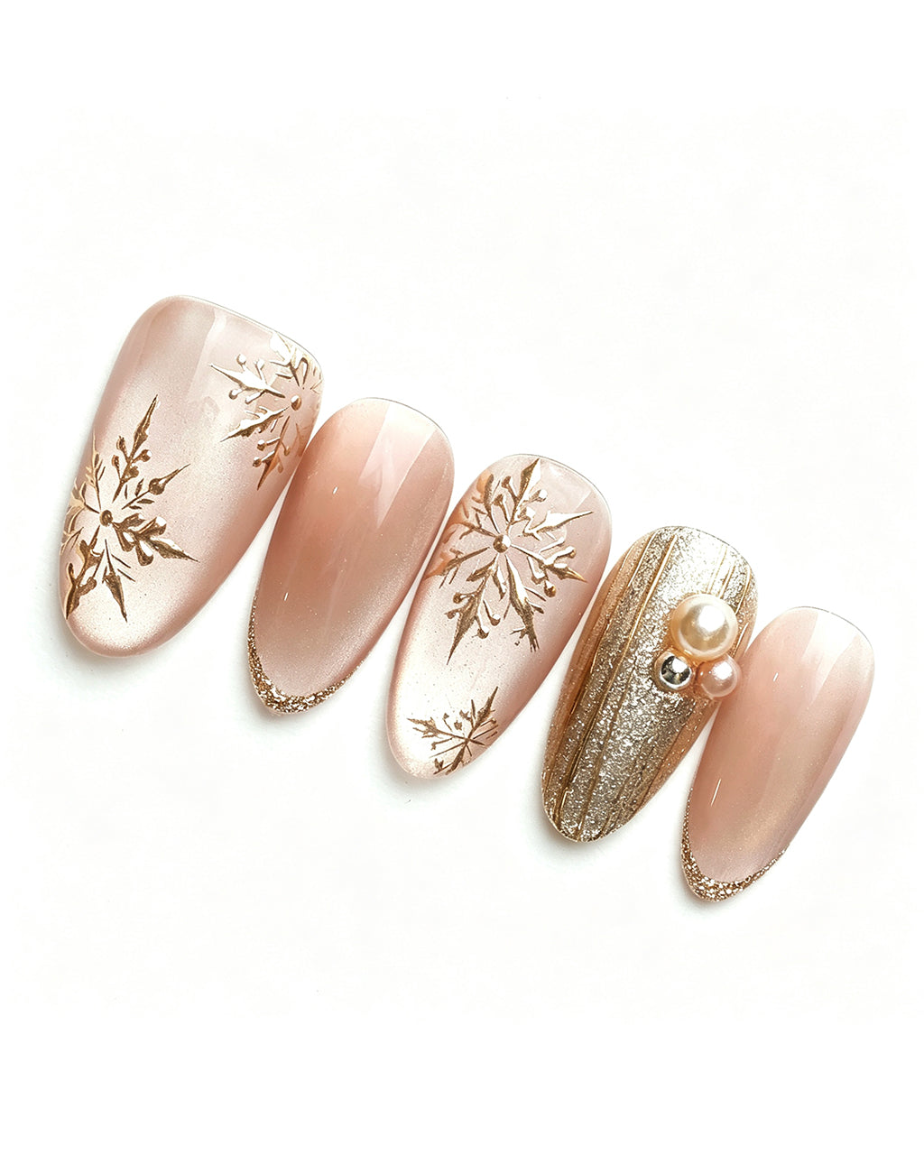 Champagne Gold Cat Eye Press On Nails - Starburst Fireworks