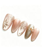 Champagne Gold Cat Eye Press On Nails - Starburst Fireworks