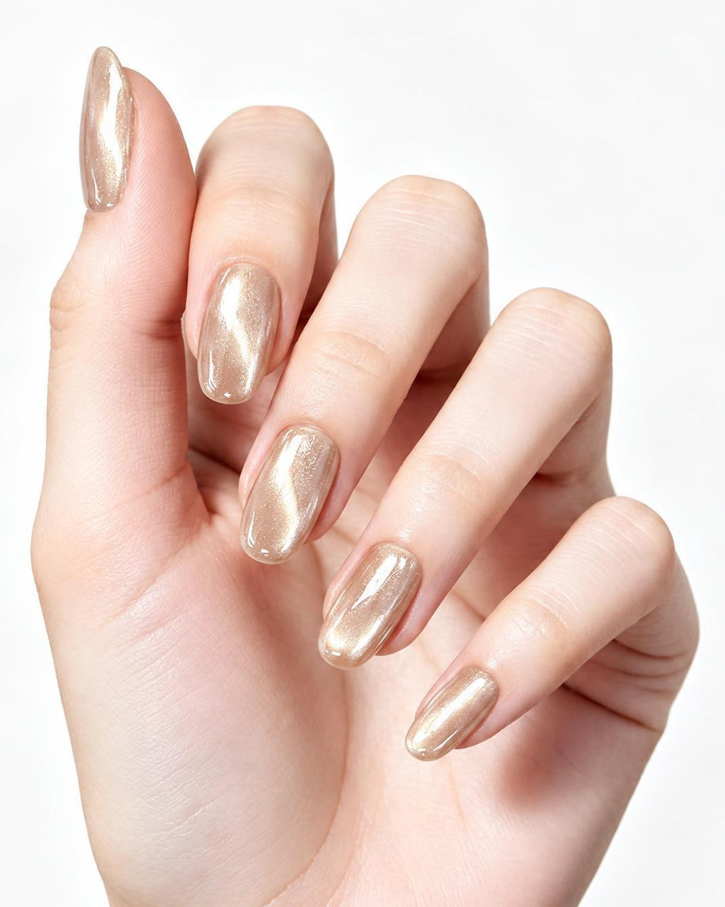 Champagne Glazed Pearl Press-On Nails | Handcrafted