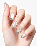 Bling Crushed Diamond | Handcrafted Milky Cat-Eye & Glitter French Nails