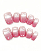 Blush Pink Ombre French Press-On Nails | Handcrafted