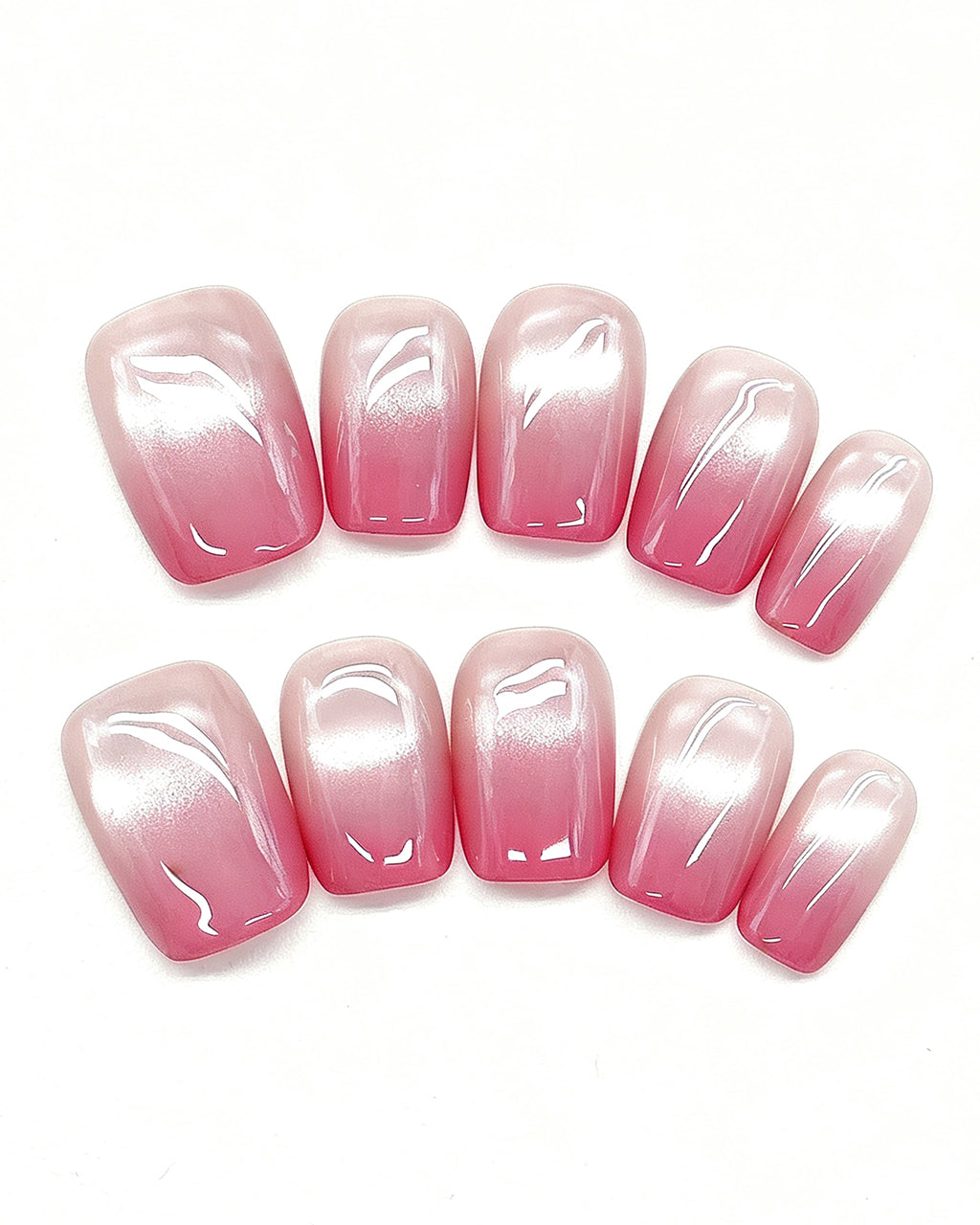Blush Pink Ombre French Press-On Nails | Handcrafted