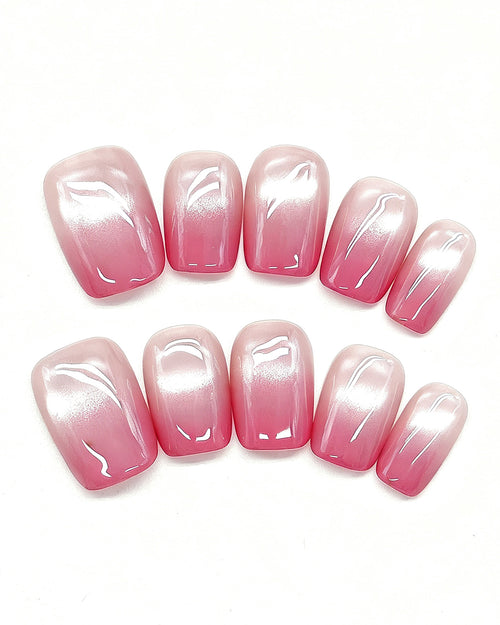 Blush Pink Ombre French Press-On Nails | Handcrafted