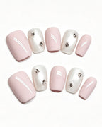 Soft & Versatile | Handcrafted Pearl Cat-Eye & 3D Gold Accent Press-On Nails