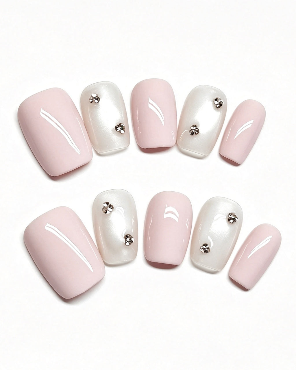 Soft & Versatile | Handcrafted Pearl Cat-Eye & 3D Gold Accent Press-On Nails