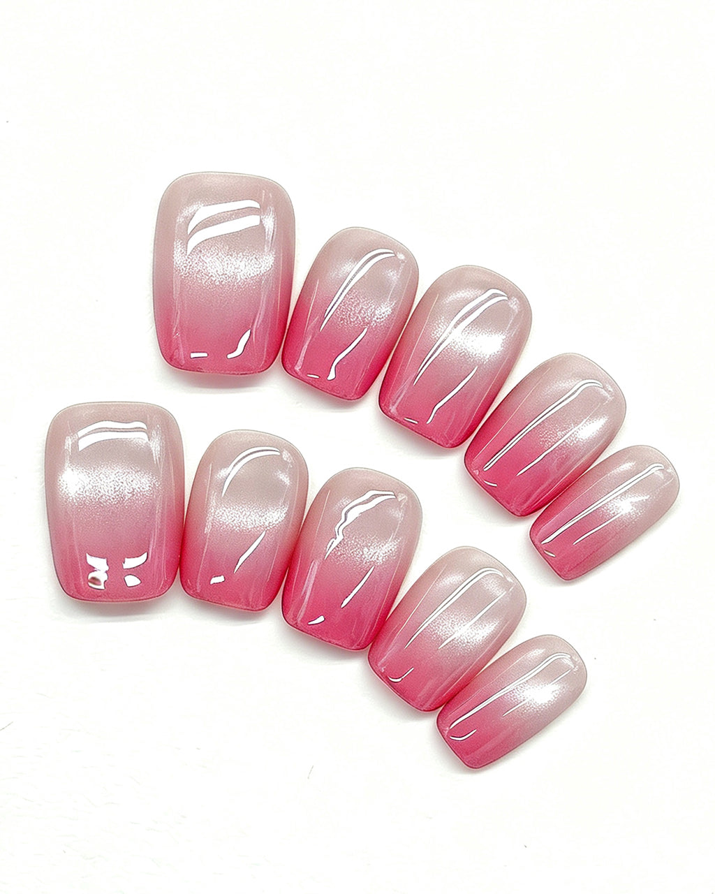 Blush Pink Ombre French Press-On Nails | Handcrafted