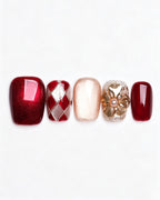 Moonlit Rose | Handcrafted Burgundy Cat-Eye & Harlequin