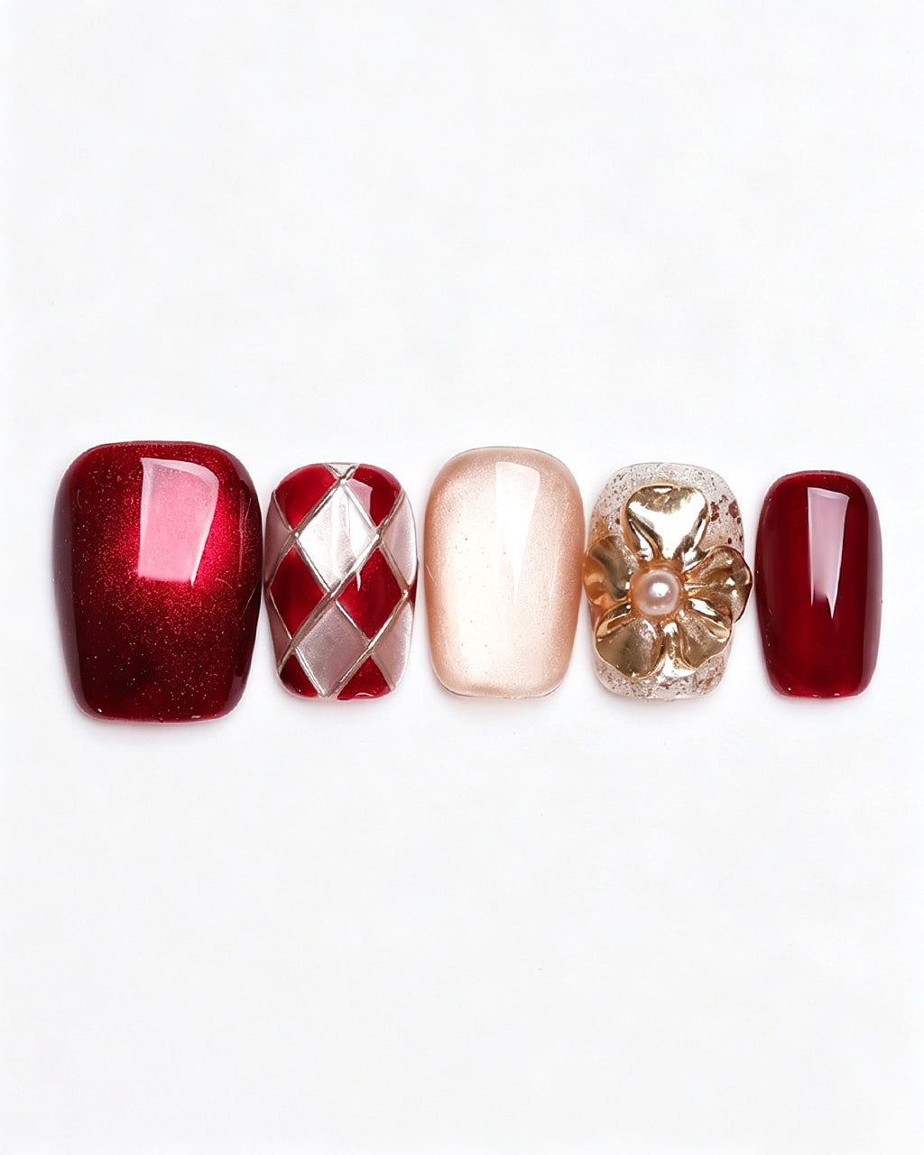Moonlit Rose | Handcrafted Burgundy Cat-Eye & Harlequin