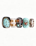 Singularity | Handcrafted Surrealist Melting Clock & Baroque Press-On Nails