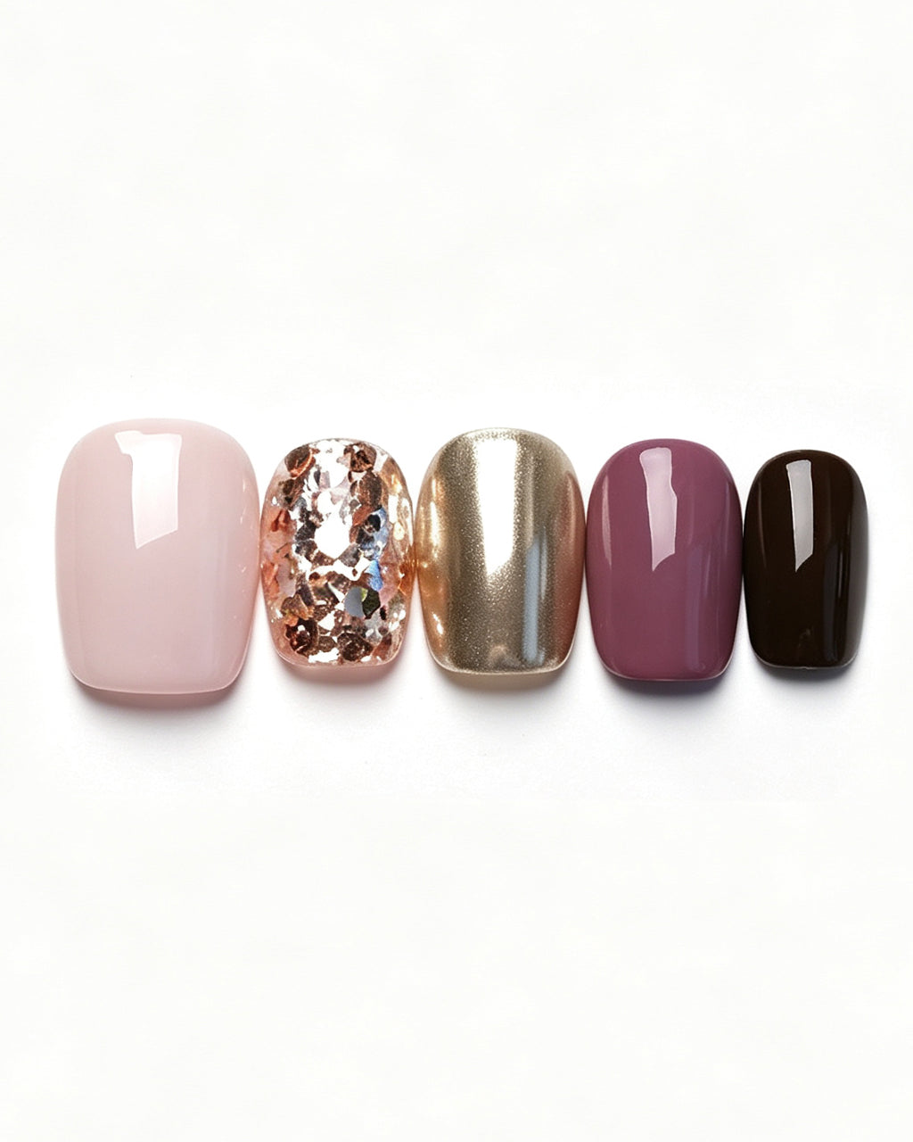 Gilded Warm Brown & Mirror Gold Handmade Press-On Nails