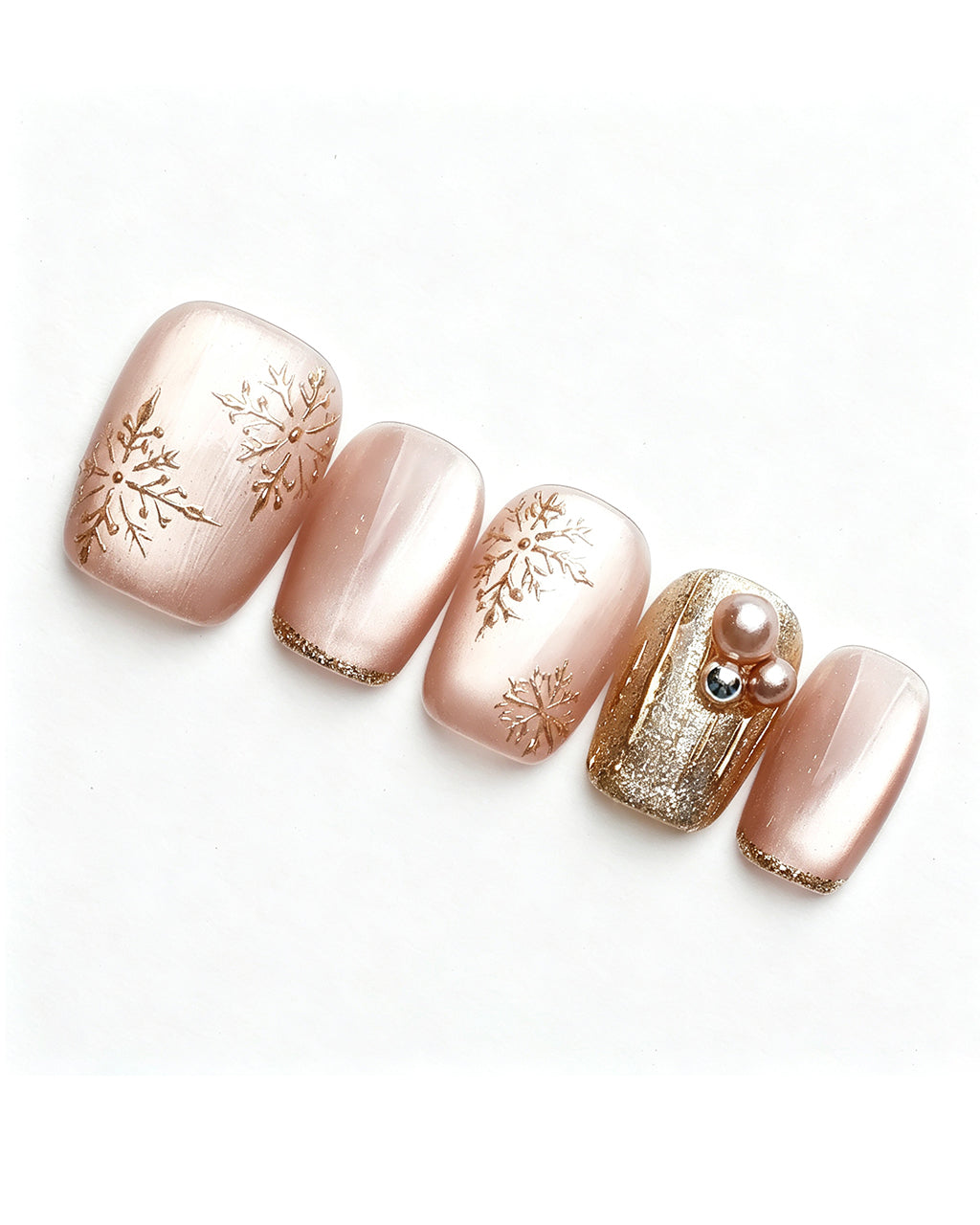 Champagne Gold Cat Eye Press On Nails - Starburst Fireworks
