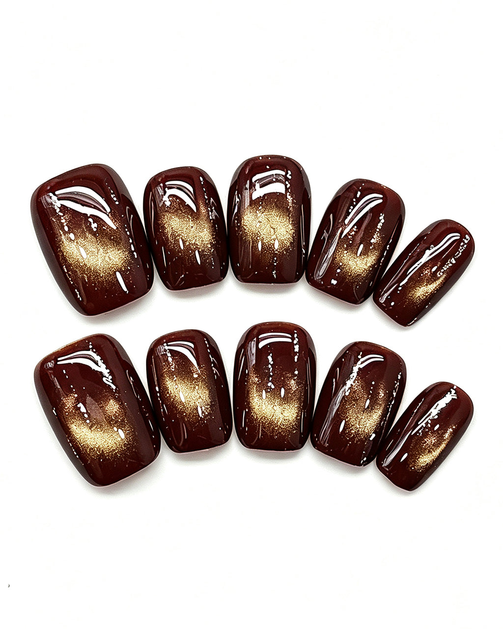 Black Cherry Cat-Eye | Handcrafted Deep Burgundy Magnetic Press-On Nails