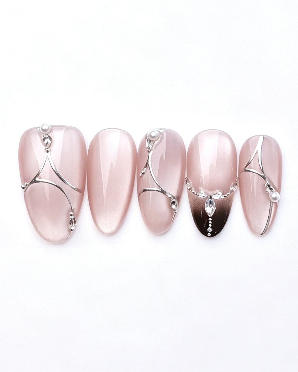 Boiled Water | 100% Handcrafted Sheer Nude Cat-Eye Press-On Nails