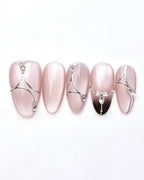 Boiled Water | 100% Handcrafted Sheer Nude Cat-Eye Press-On Nails