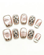 Champagne Glazed Pearl Press-On Nails | Handcrafted