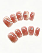 Amber Rosewood Jelly Press-On Nails | Handcrafted