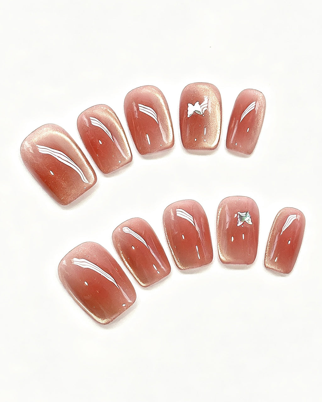 Amber Rosewood Jelly Press-On Nails | Handcrafted