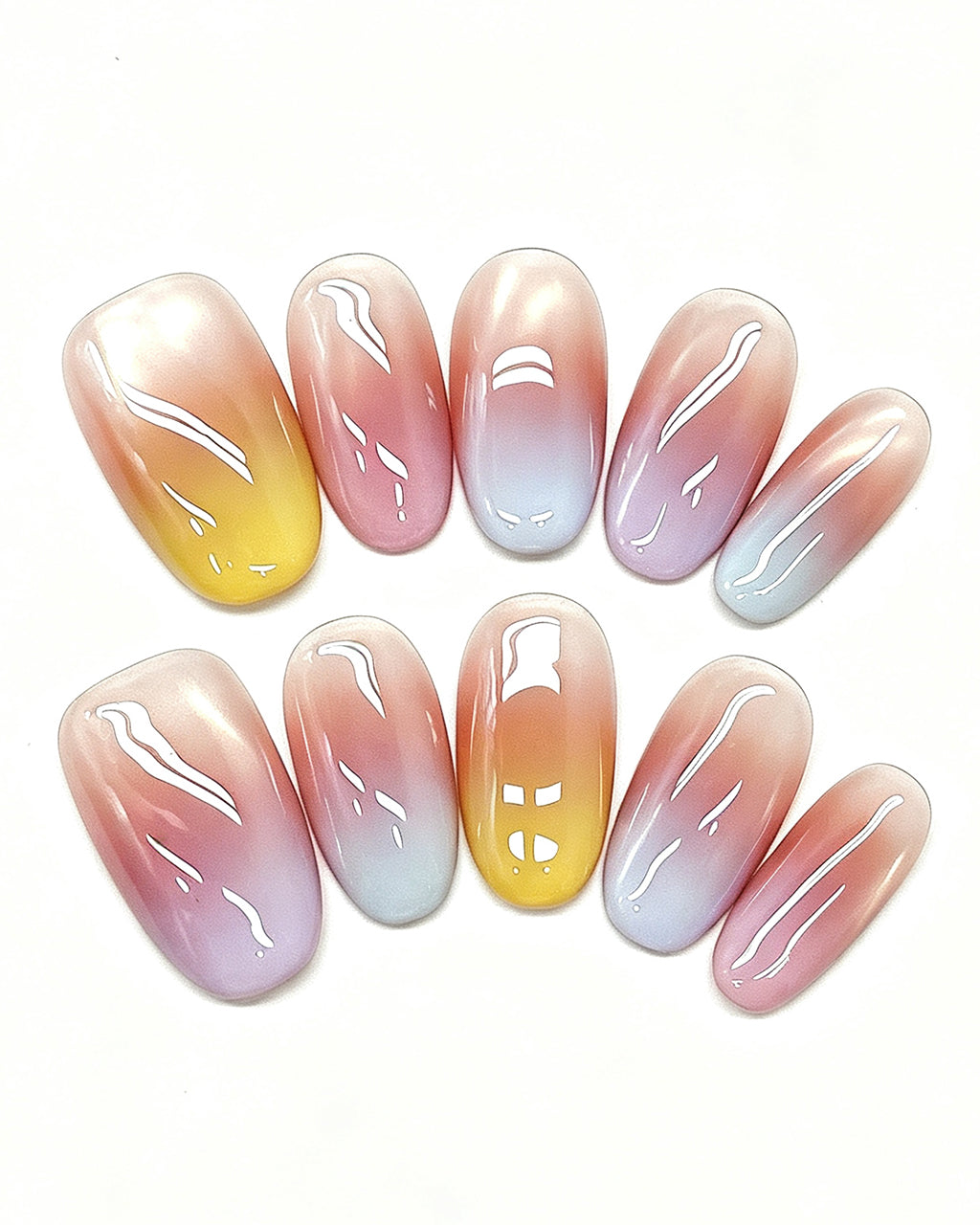 Sunset Mirage | Handcrafted Pastel Sunset Ombré & Velvet Cat-Eye