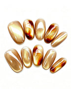 Golden Amber | Handcrafted Honey Cat-Eye & Tortoiseshell Press-On Nails