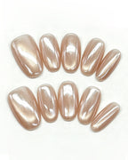 Champagne Glazed Pearl Press-On Nails | Handcrafted