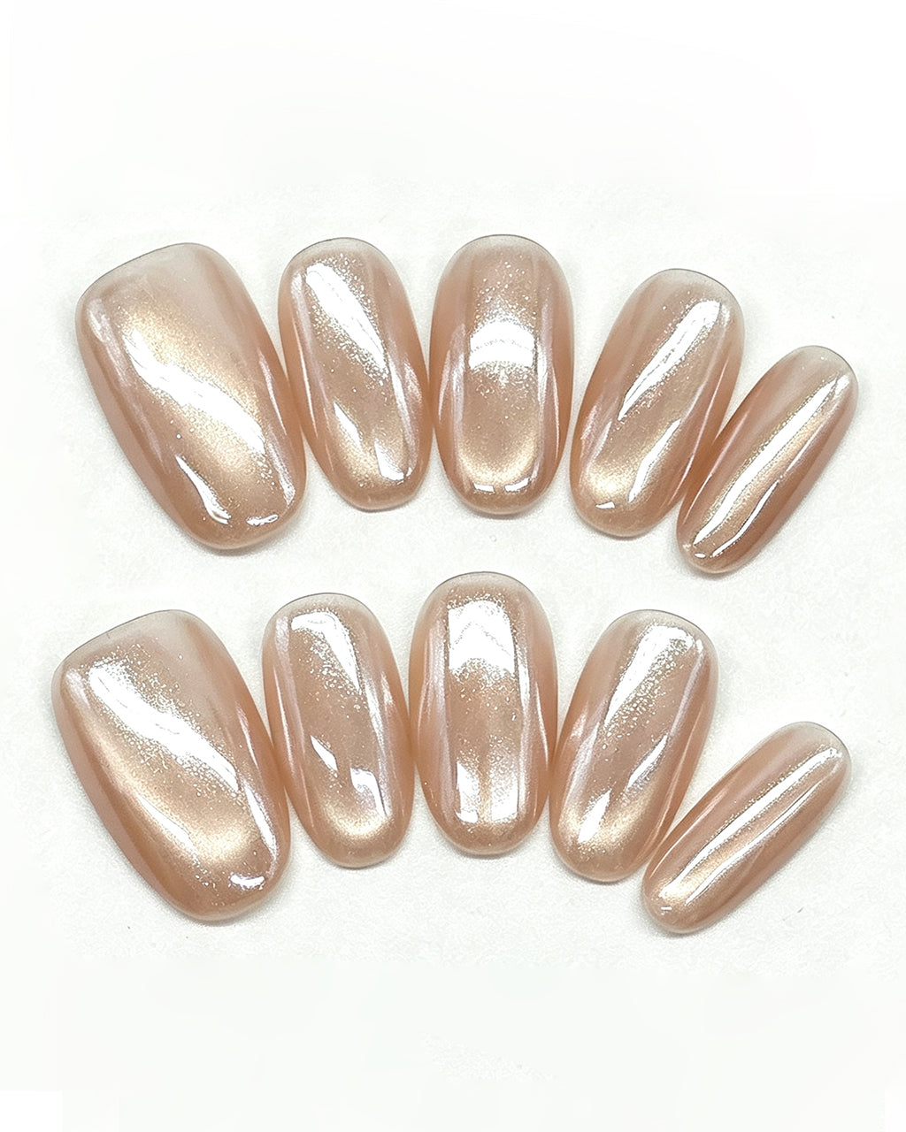Champagne Glazed Pearl Press-On Nails | Handcrafted