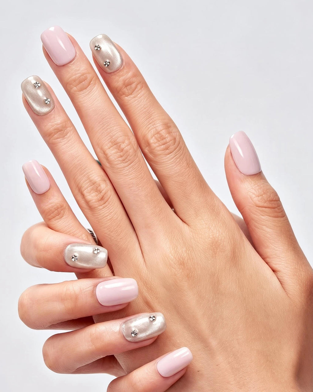 Soft & Versatile | Handcrafted Pearl Cat-Eye & 3D Gold Accent Press-On Nails