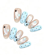Pastel Blue Star French Press-On Nails | Handcrafted