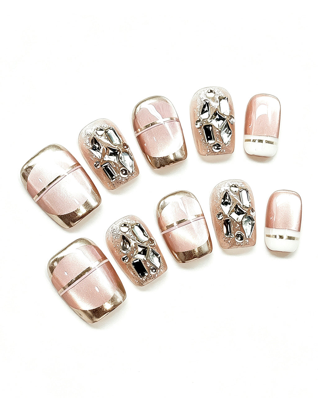 Champagne Glazed Pearl Press-On Nails | Handcrafted
