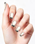 Dewy Cat-Eye | Handcrafted Silver Chrome French Tip Press-On Nails