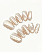 Champagne Glazed Pearl Press-On Nails | Handcrafted
