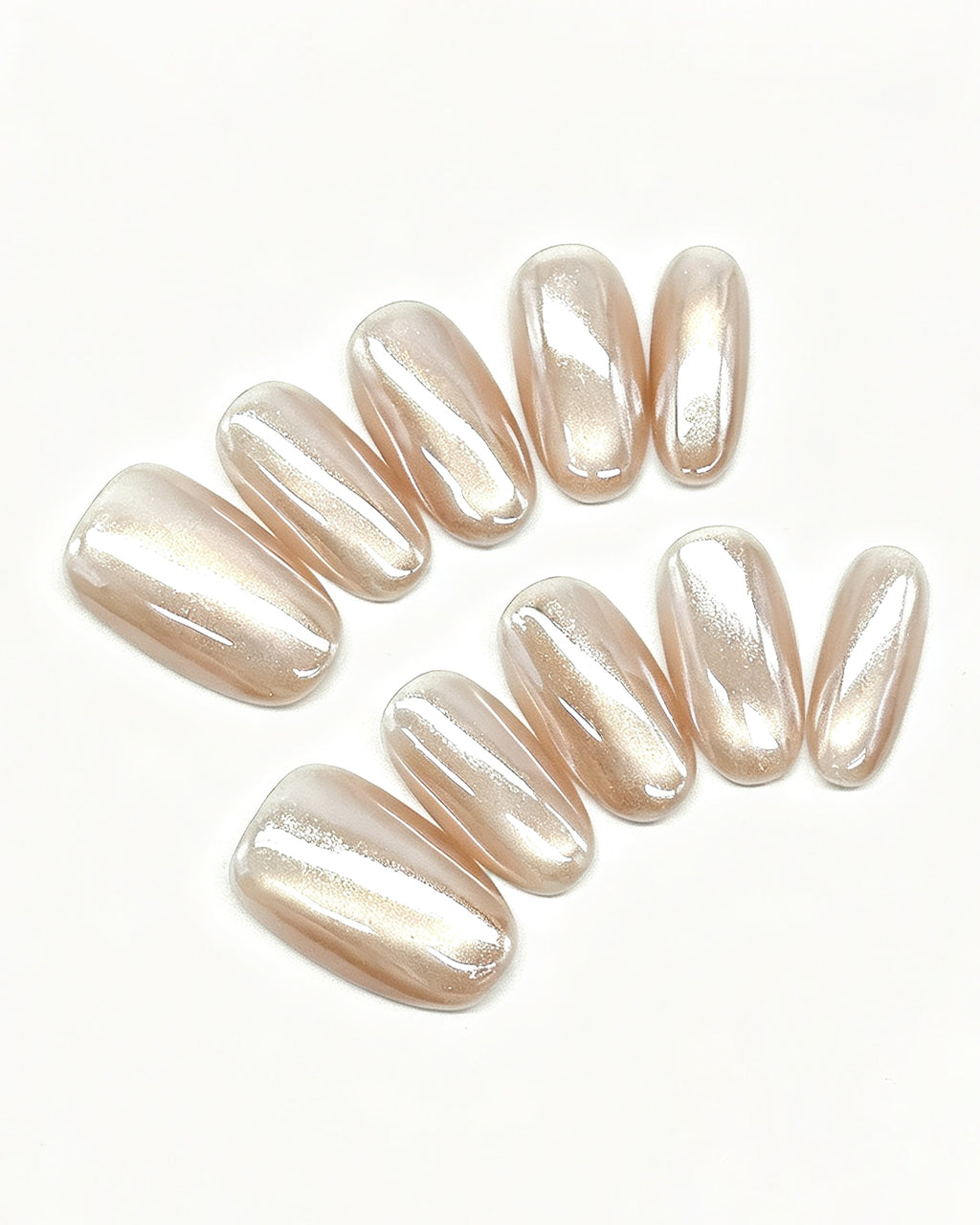 Champagne Glazed Pearl Press-On Nails | Handcrafted