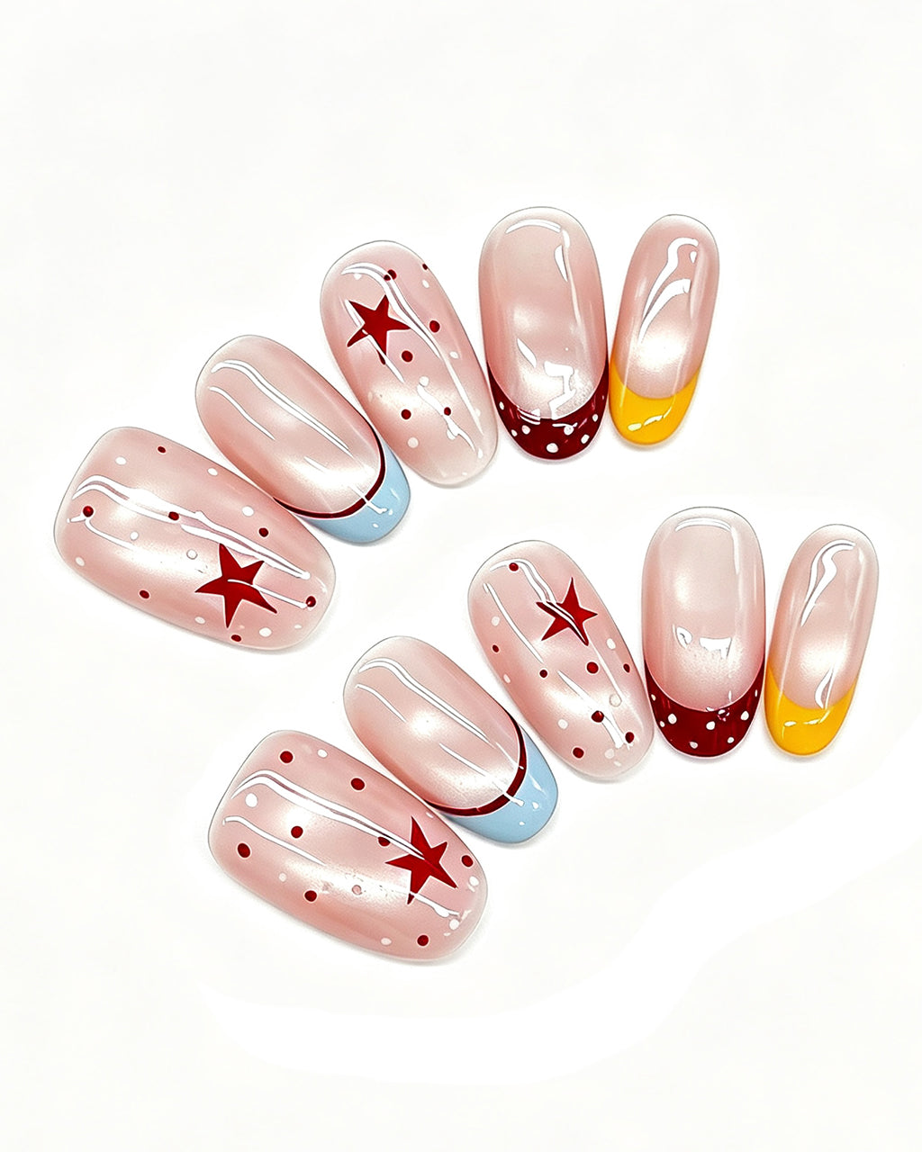 Berry Lemon Pastel French Nails | Handcrafted