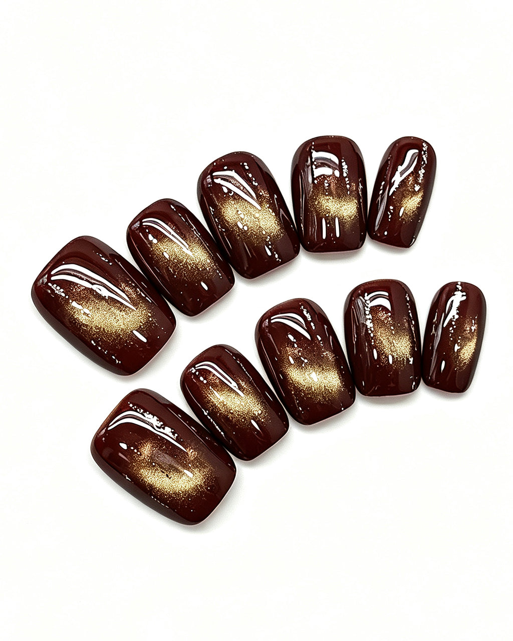 Black Cherry Cat-Eye | Handcrafted Deep Burgundy Magnetic Press-On Nails