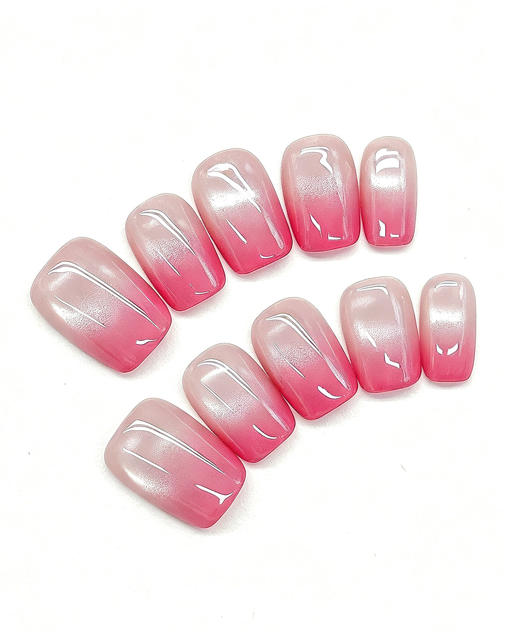 Blush Pink Ombre French Press-On Nails | Handcrafted