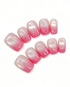 Blush Pink Ombre French Press-On Nails | Handcrafted