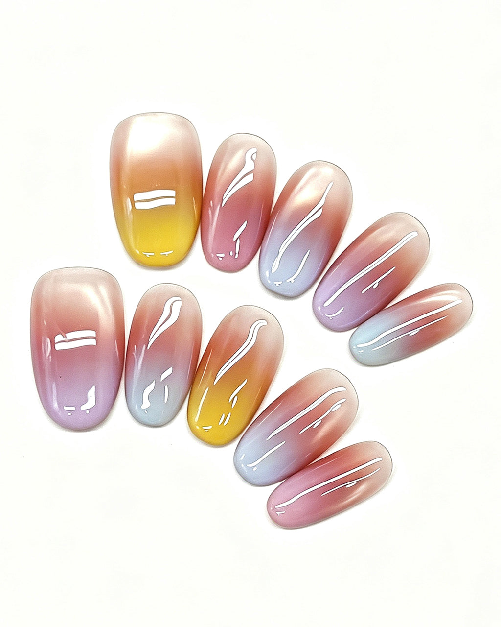 Sunset Mirage | Handcrafted Pastel Sunset Ombré & Velvet Cat-Eye